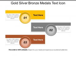 Gold silver bronze medals text icon