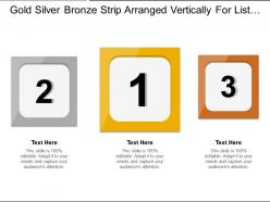 Gold Silver Bronze Strip Arranged Vertically For List Of Services Offered