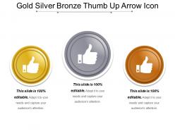 Gold silver bronze thumb up arrow icon