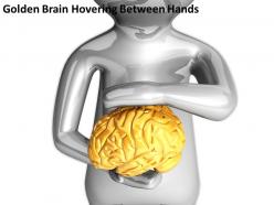 Golden brain hovering between hands ppt graphics icons powerpoint