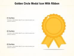Golden circle medal icon with ribbon