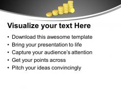 Golden coins arranged as bar graph powerpoint templates ppt themes and graphics 0213