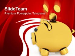 Golden coins falling down in piggy bank powerpoint templates ppt themes and graphics 0213