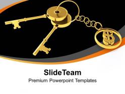 Golden key and dollar sign finance powerpoint templates ppt themes and graphics 0213