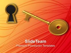 Golden key and keyhole illustration powerpoint templates ppt themes and graphics 0213