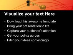 Golden key and keyhole illustration powerpoint templates ppt themes and graphics 0213