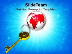 Golden key and planet earth powerpoint templates ppt themes and graphics 0113