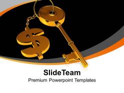 Golden key attached with dollar sign powerpoint templates ppt themes and graphics 0213