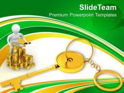 Golden key chain finance concept powerpoint templates ppt themes and graphics 0213