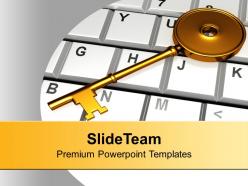 Golden key on keyboard powerpoint templates ppt backgrounds for slides 0113