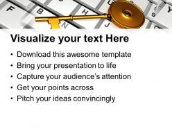 Golden key on keyboard powerpoint templates ppt backgrounds for slides 0113