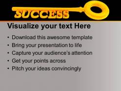 Golden key to success on background powerpoint templates ppt themes and graphics 0213