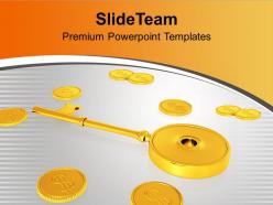 Golden key with coins secure investment powerpoint templates ppt themes and graphics 0213