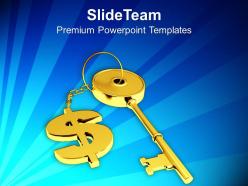 Golden key with dollar sign future powerpoint templates ppt themes and graphics 0213