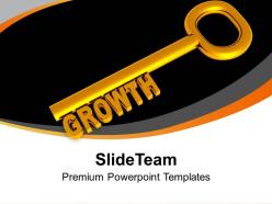 Golden key with word growth business powerpoint templates ppt themes and graphics 0213