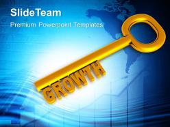 Golden key with word growth powerpoint templates ppt themes and graphics 0213