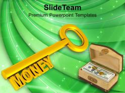 Golden key with word money powerpoint templates ppt themes and graphics 0213