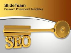 Golden key with word seo finance marketing powerpoint templates ppt themes and graphics 0113