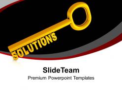 Golden key with word solutions powerpoint templates ppt backgrounds for slides 0213