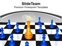 Golden king on chess board leadership powerpoint templates ppt themes and graphics 0113