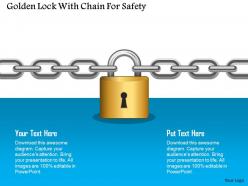 Golden lock with chain for safety powerpoint template