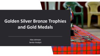 Golden Silver Bronze Trophies And Gold Medals PPT Example AT