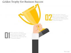 Golden trophy for business success flat powerpoint design