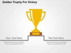 Golden trophy for victory flat powerpoint design