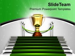 Golden Trophy On Green Carpet Winner Powerpoint Templates Ppt Themes And Graphics 0313