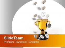 Golden trophy with silver coins powerpoint templates ppt themes and graphics 0313