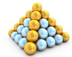Golden white metal balls for leadership concept stock photo