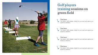 Golf players training sessions on green field