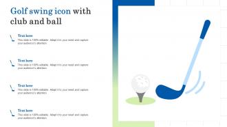 Golf swing icon with club and ball