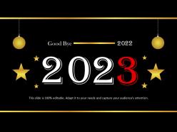 Good bye 2022 with hanging balls powerpoint templates