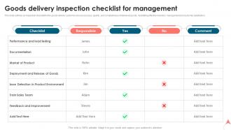 Goods Delivery Inspection Checklist For Management