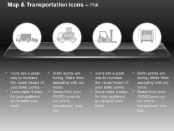 Goods shipping transport trucks forklift ppt icons graphics