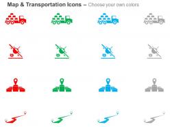 Goods transportation aircraft location specific good delivery road ppt icons graphics