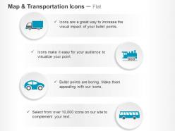 Goods truck car bus train ppt icons graphics