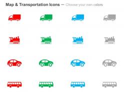 Goods truck car bus train ppt icons graphics