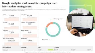 Google Analytics Dashboard For Campaign User Information Management