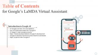 Googles Lamda Virtual Asssistant Table Of Contents AI SS V