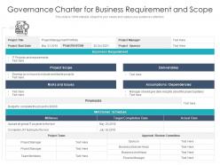 Governance charter for business requirement and scope