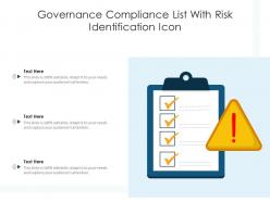 Governance compliance list with risk identification icon