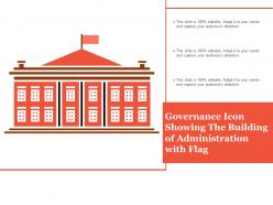 Governance icon showing the building of administration with flag