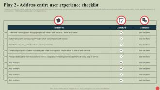 Government Digital Services Play 2 Address Entire User Experience Checklist