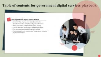 Government Digital Services Playbook For Table Of Contents Ppt Icon Design Ideas