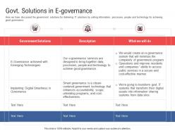 Govt solutions in e governance electronic government processes ppt microsoft