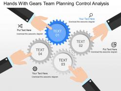 Gp hands with gears team planning control analysis powerpoint template