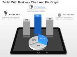 Gp tablet with business chart and pie graph powerpoint template