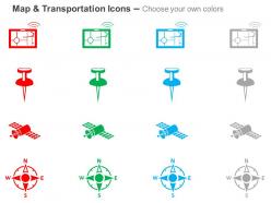 Gps app pin direction locatar travel destination ppt icons graphics